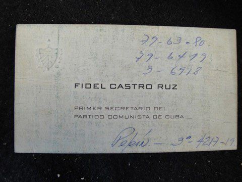 Mẫu card visit của Fidel Castro